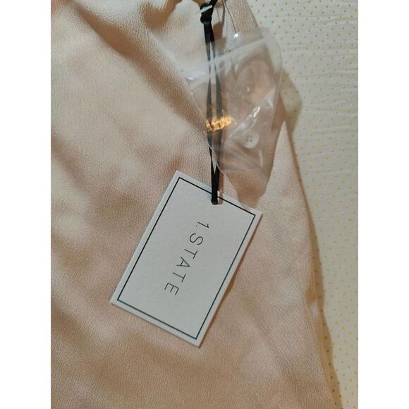 NWT 1. STATE PEACH BLUSH SATIN ONE SHOULDER NECK TIE BLOUSE SIZE LARGE L - Picture 4 of 7